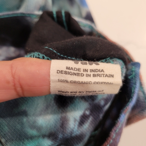 Lucy & Yak The Classic Addison Tie Dye Organic Cotton Twill Tapered Leg W28 L30 - Picture 7 of 10